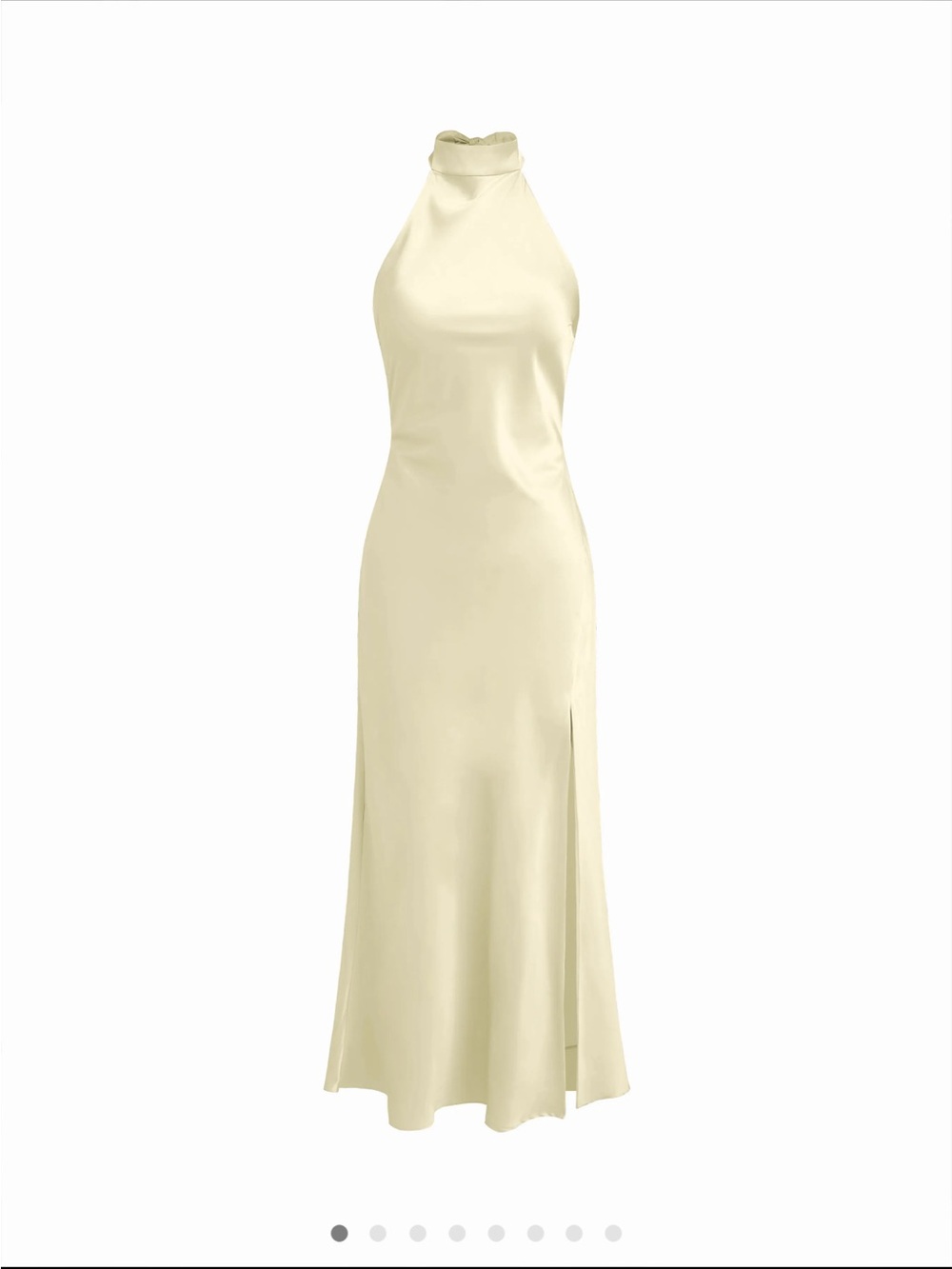 High-Neck Satin Maxi Dress in Pale Butter Yellow - Picture 1 of 6